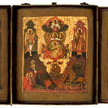 Sehr seltenes Triptychon mit ungewöhnlicher Darstellung / Very rare triptych with an unusual motif