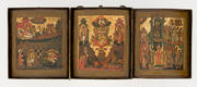 Sehr seltenes Triptychon mit ungewöhnlicher Darstellung / Very rare triptych with an unusual motif